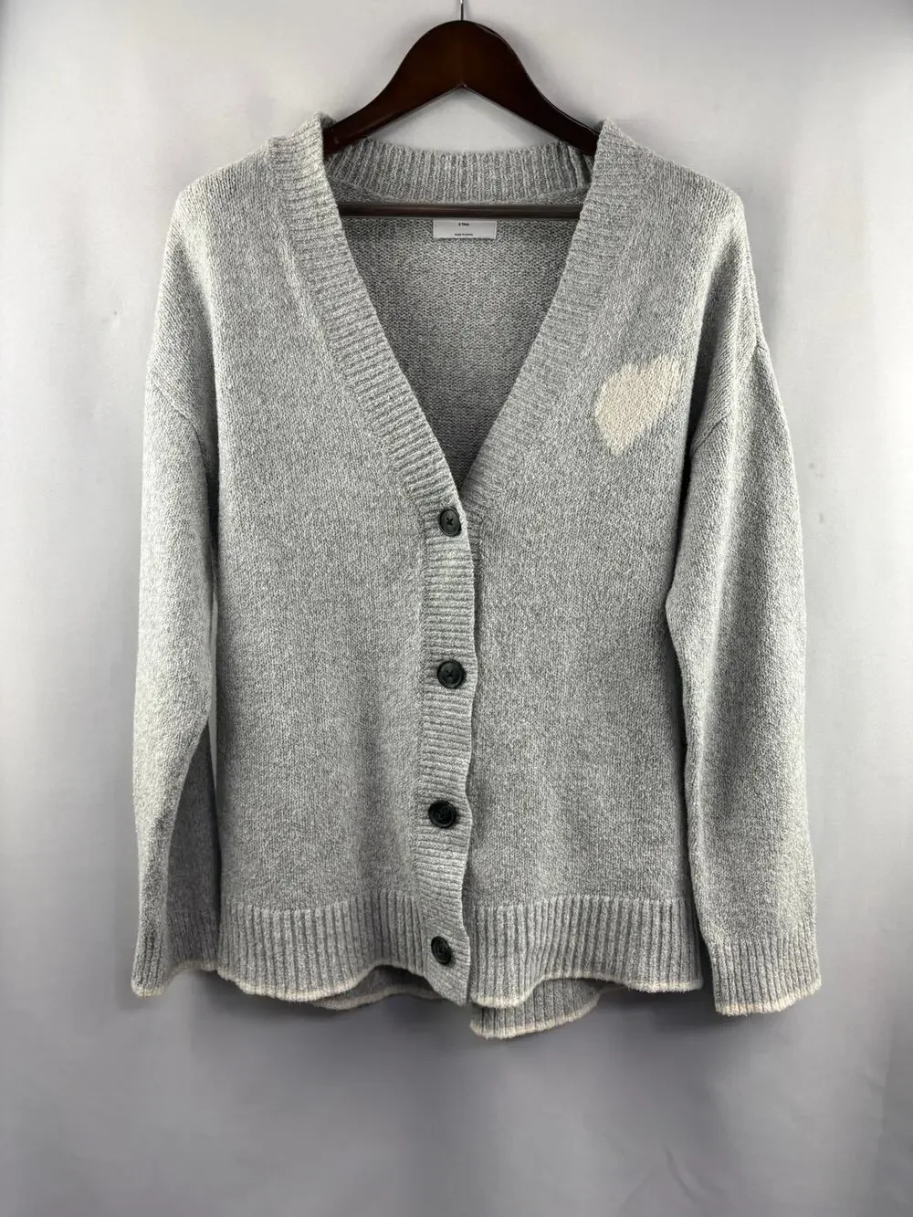 Women’s Old Navy Small Tall Light Gray Cardigan w/ White Heart